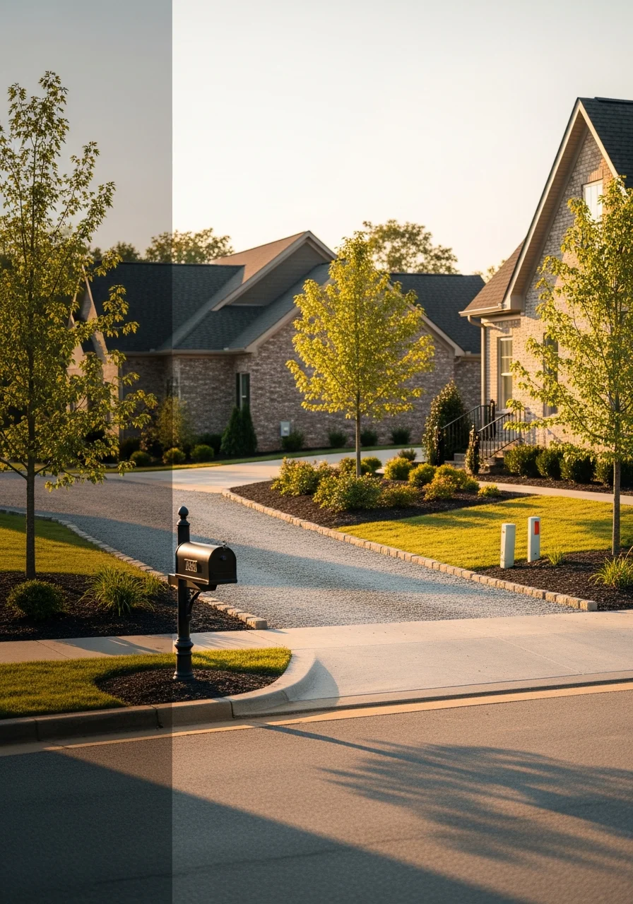 A White House homeowner standing confidently at their property entrance, representing community trust in local service.